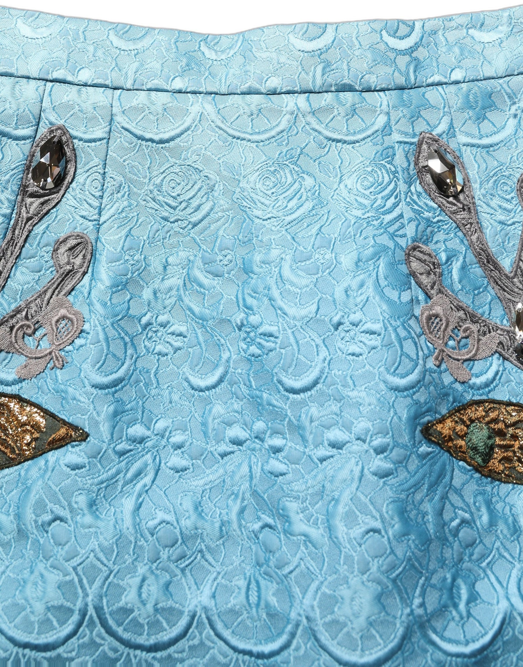 Dolce & Gabbana Blue Jacquard Embroidered A-line Midi Skirt | Regal Royce