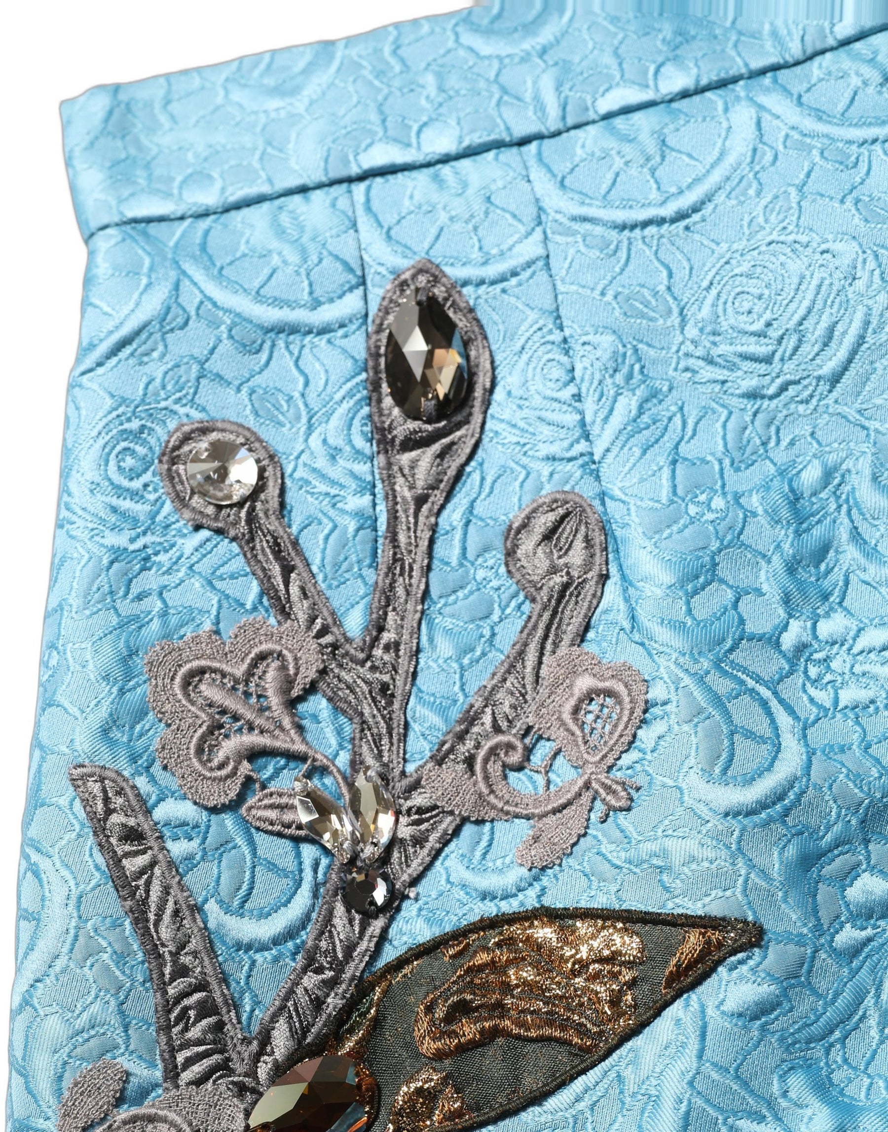 Dolce & Gabbana Blue Jacquard Embroidered A-line Midi Skirt | Regal Royce