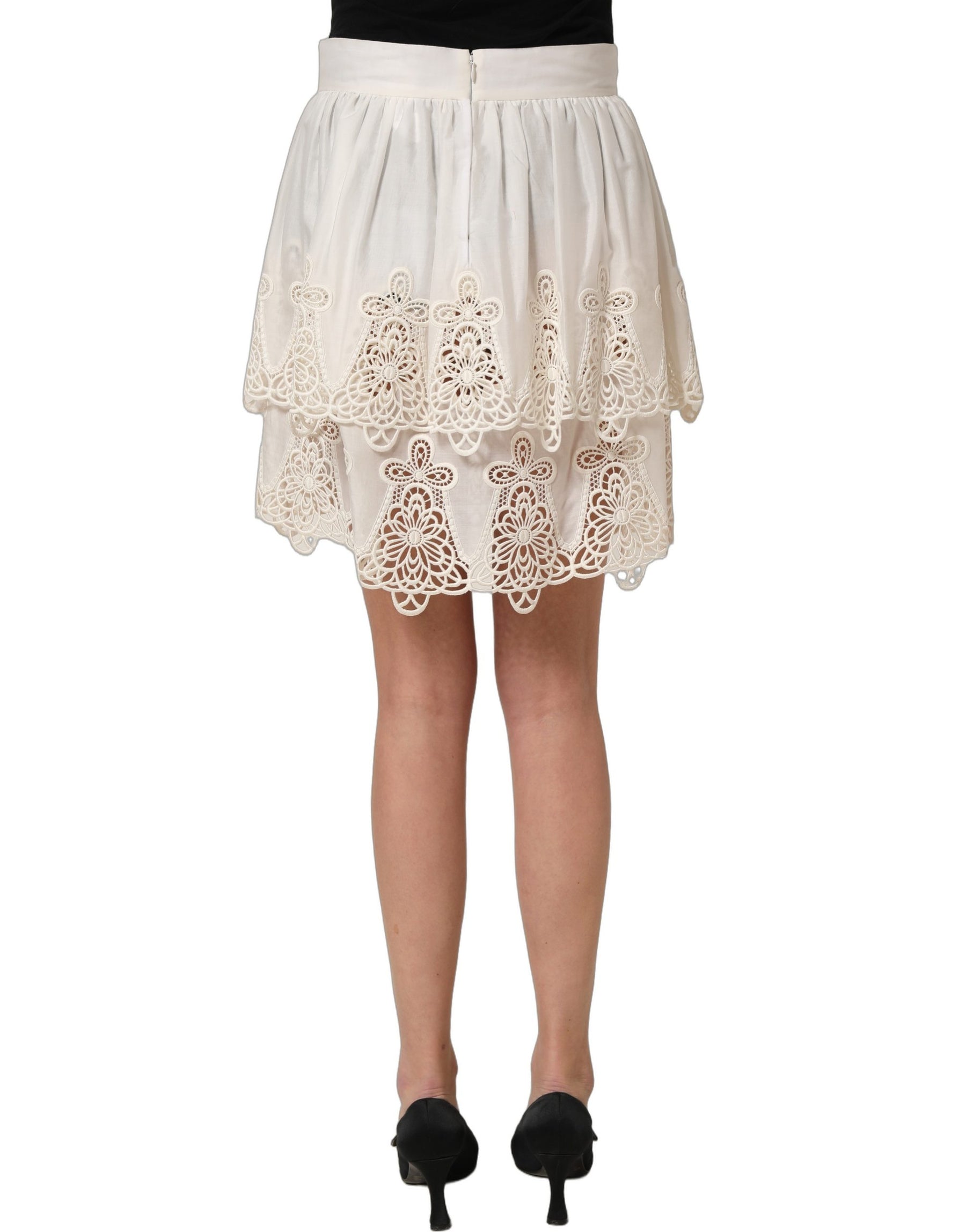 Dolce & Gabbana White Floral Embroidered A-line Mini Skirt | Regal Royce