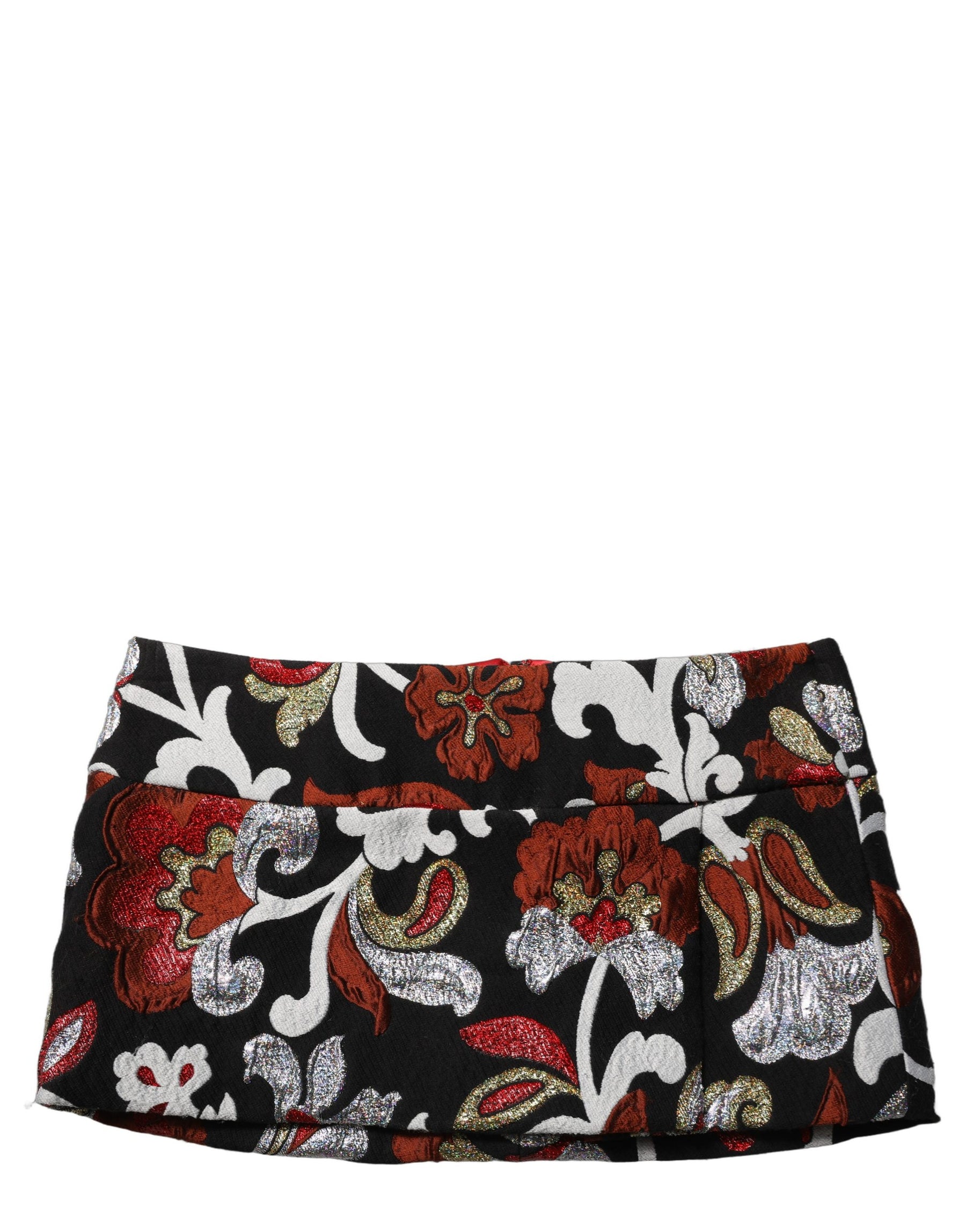 Dolce & Gabbana Black Floral Jacquard Mid Waist Mini Skirt | Regal Royce