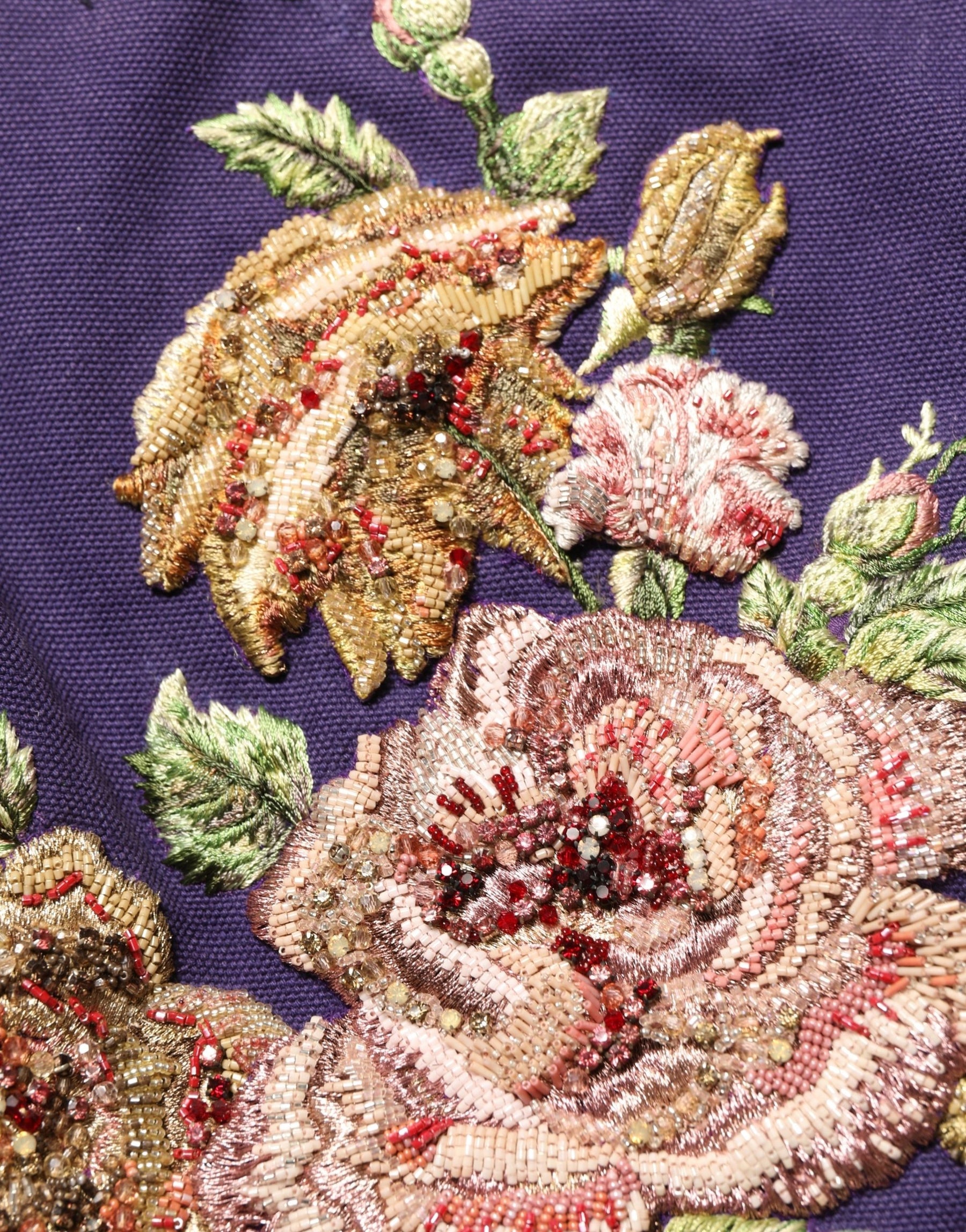 Dolce & Gabbana Purple Floral Embellsihed MidWaist Mini Skirt | Regal Royce