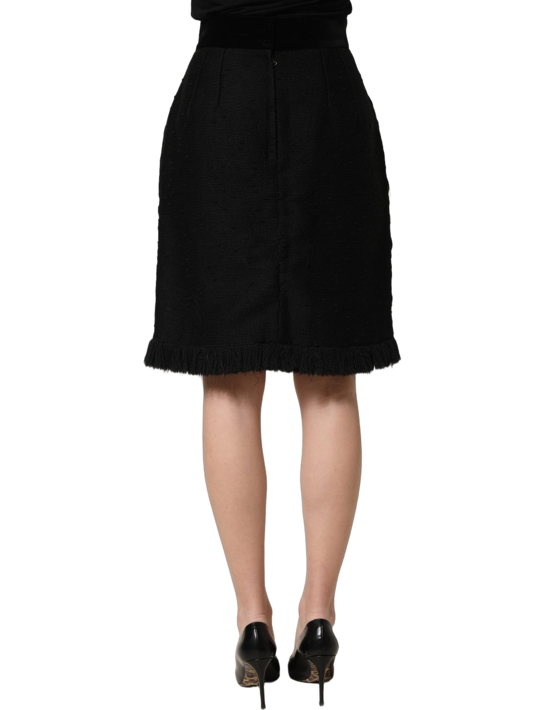 Dolce & Gabbana Black High Waist Pencil Cut Knee Length Skirt | Regal Royce