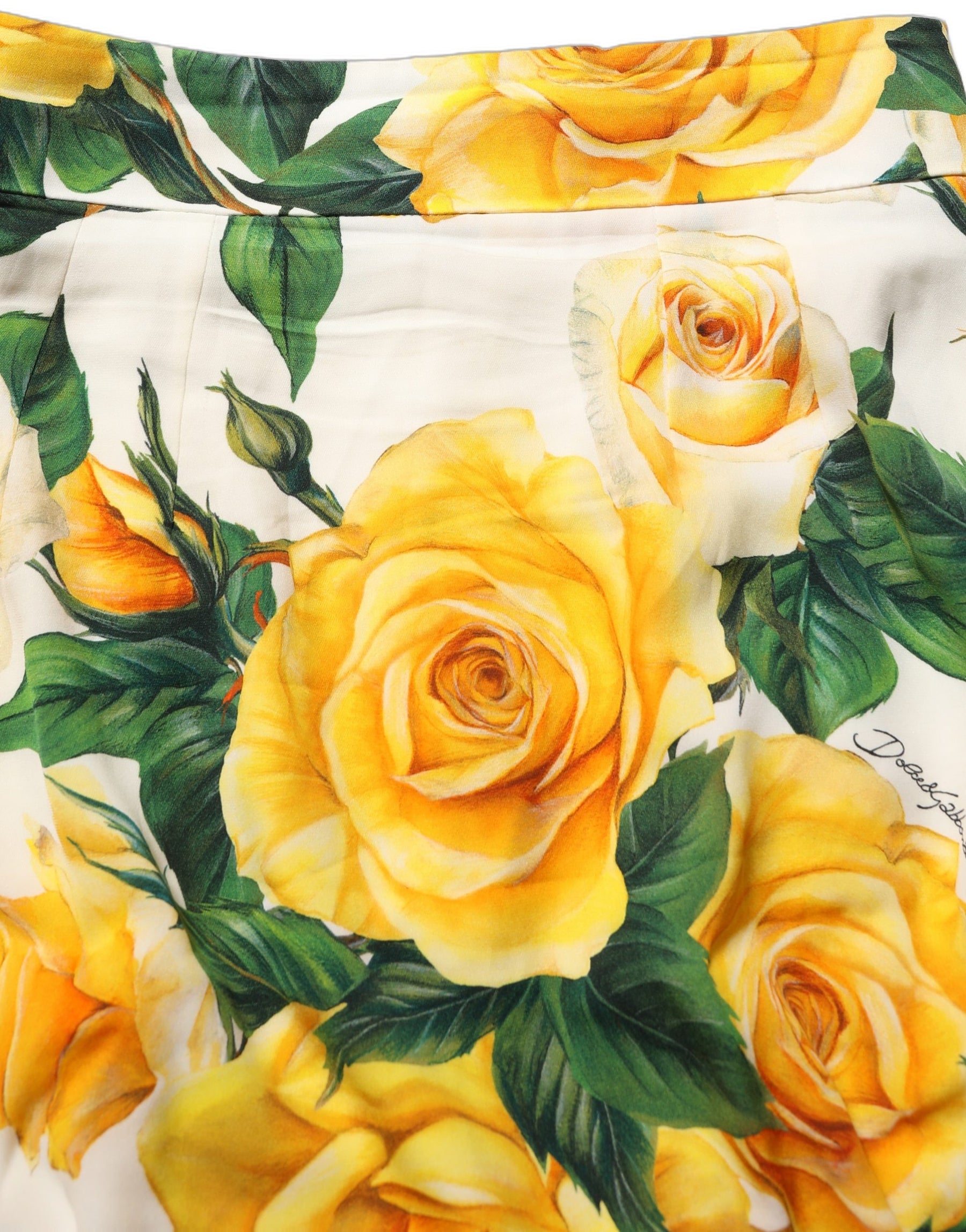 Dolce & Gabbana White Rose Print HighWaist Sheath Mini Skirt | Regal Royce