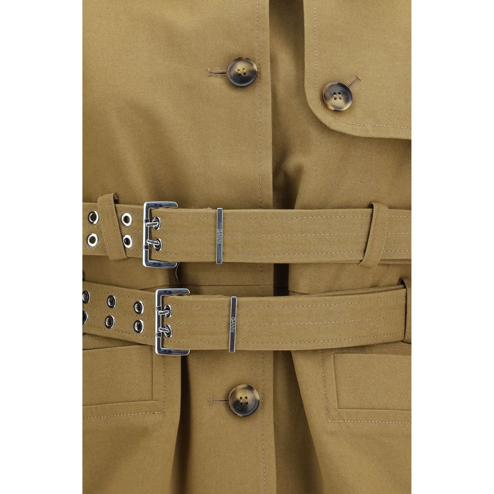 Ganni Beige Cotton Full-Length Jacket | Regal Royce
