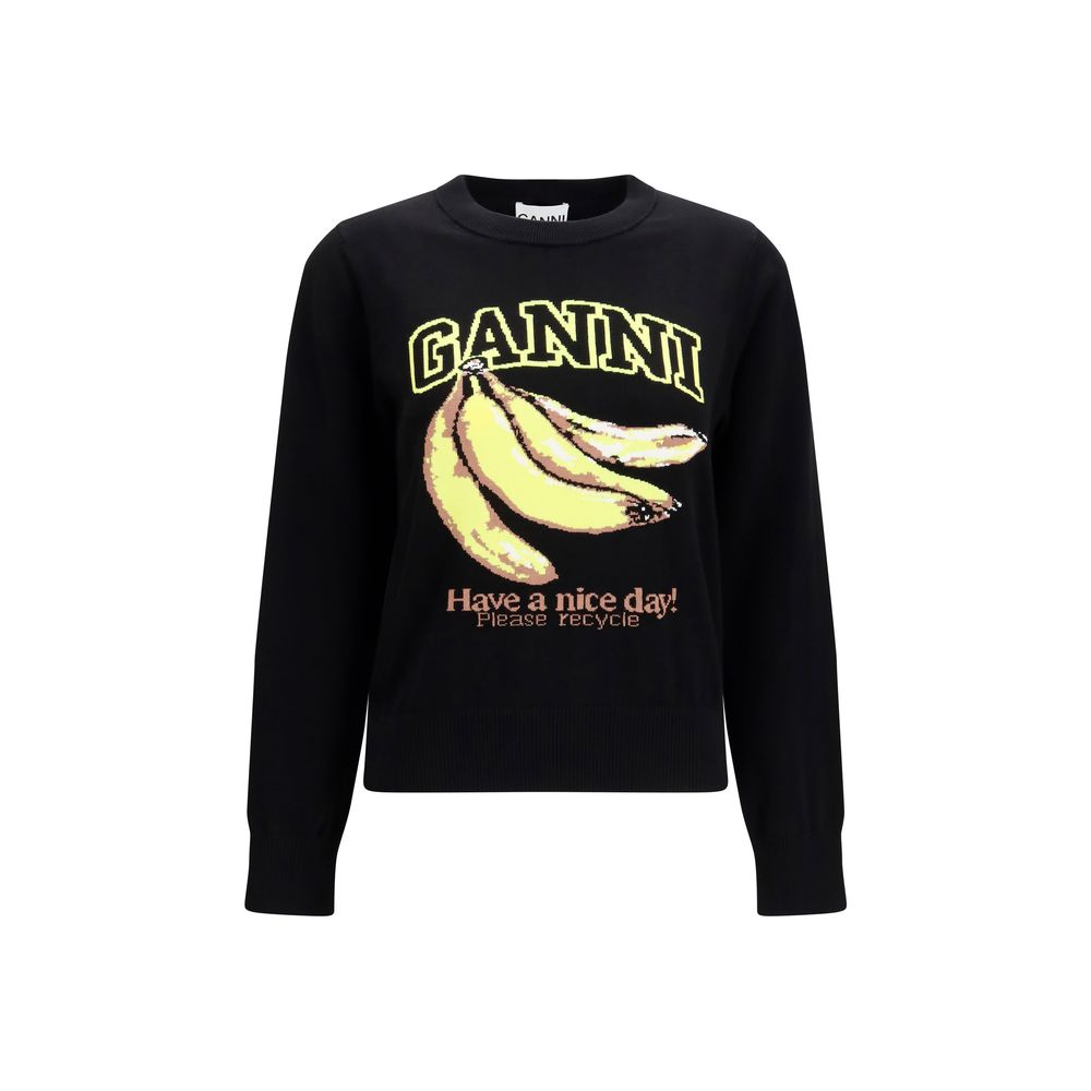Ganni Black Cotton Sweatshirt | Regal Royce
