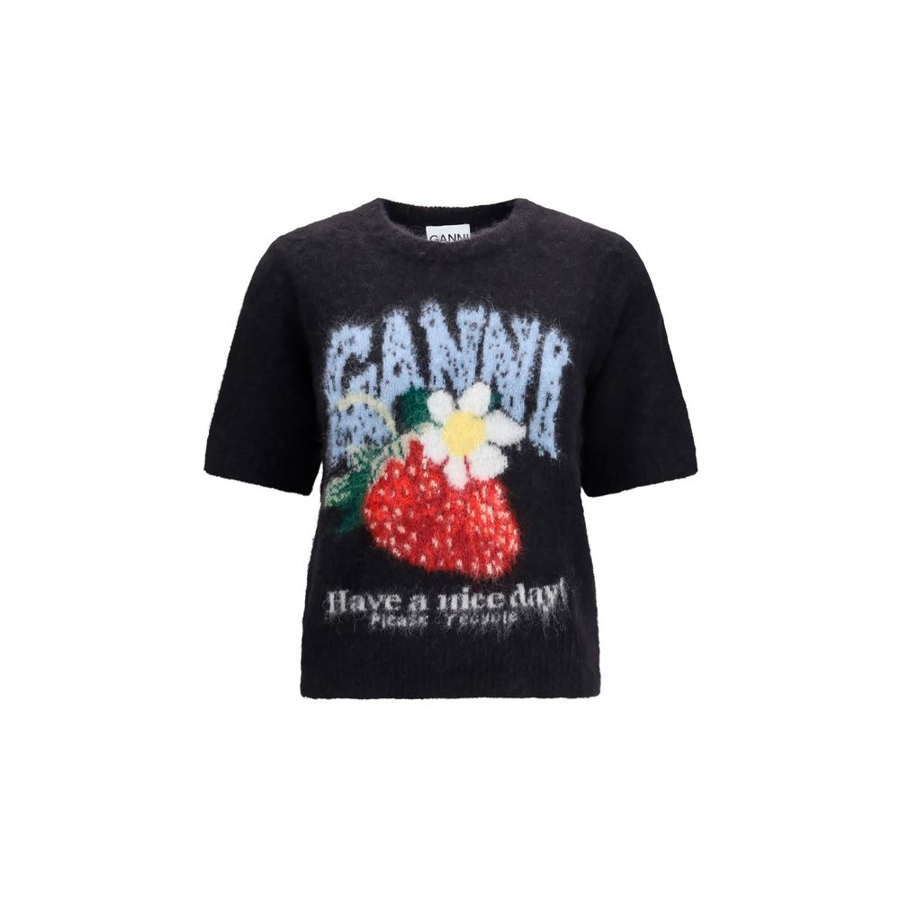 Ganni Black Alpaca Vicugna Pacos T-Shirt | Regal Royce