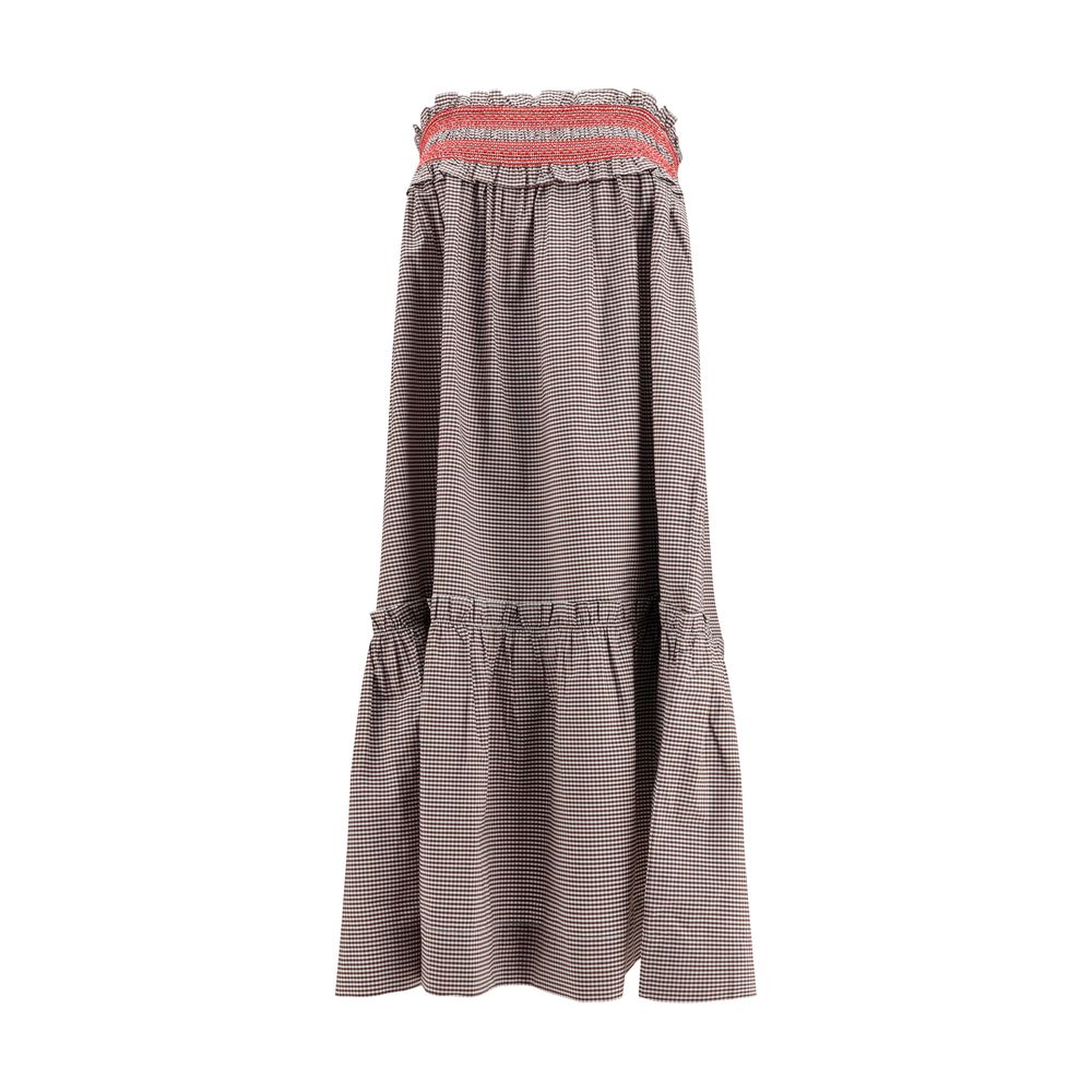 Ganni Brown Cotton Midi Skirt | Regal Royce
