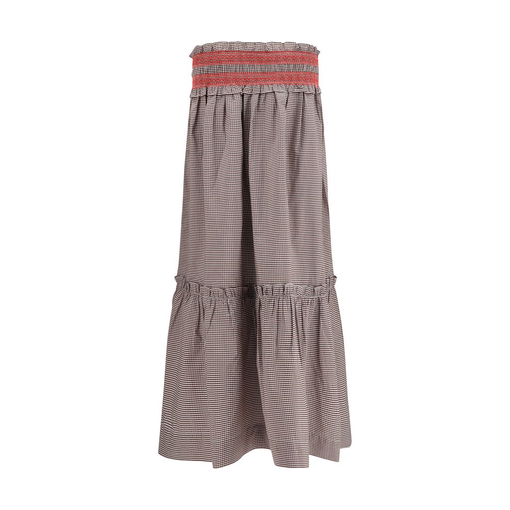 Ganni Brown Cotton Midi Skirt | Regal Royce