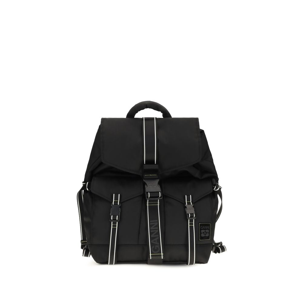 Ganni Black Recycled Polyamide Backpack | Regal Royce