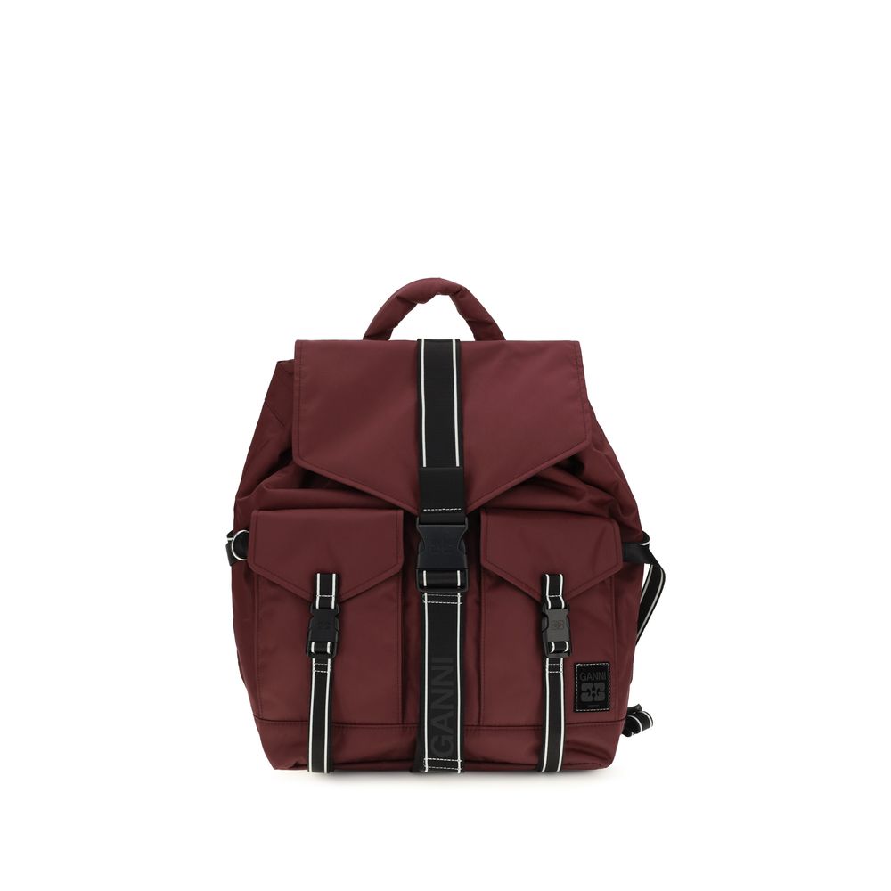 Ganni Bordeaux Recycled Polyamide Backpack | Regal Royce