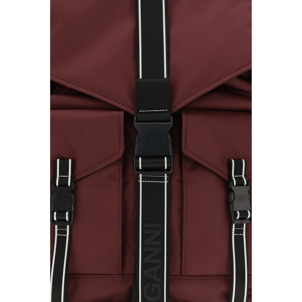 Ganni Bordeaux Recycled Polyamide Backpack | Regal Royce