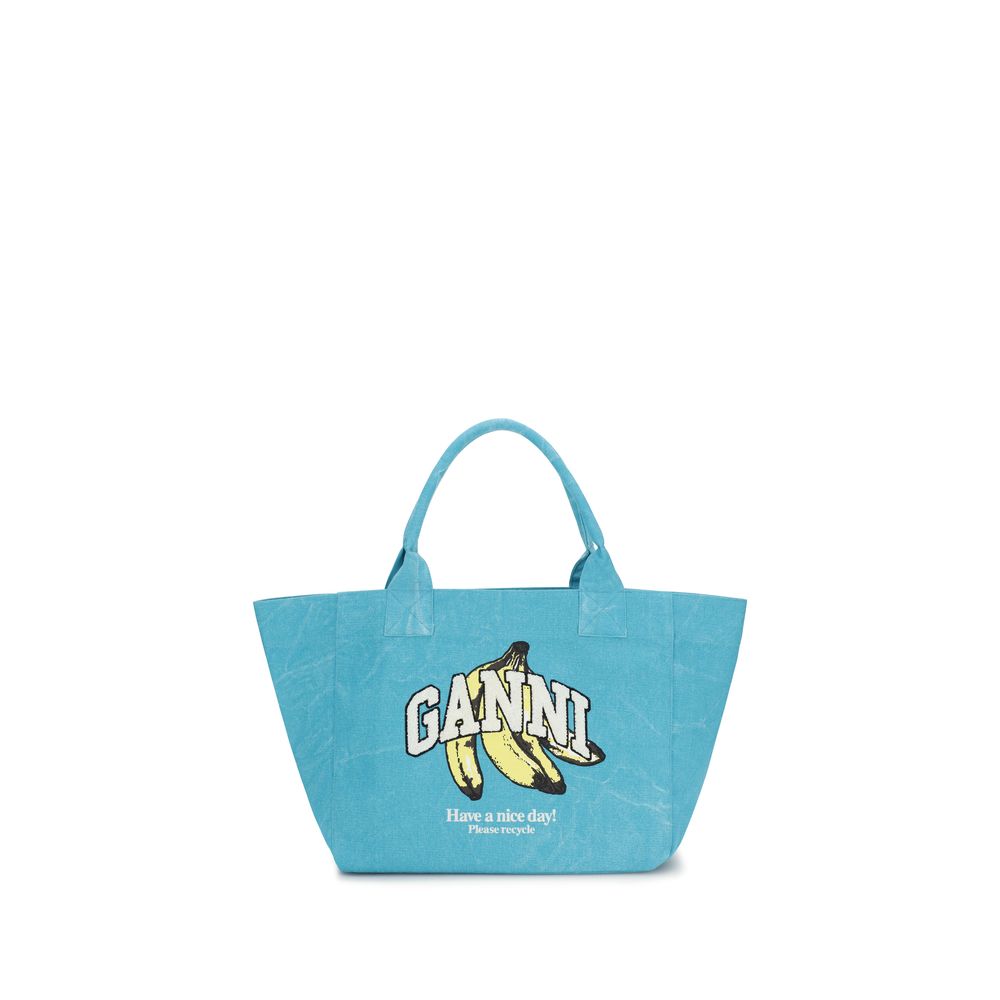 Ganni Blue Recycled Cotton Shoulder Bag | Regal Royce