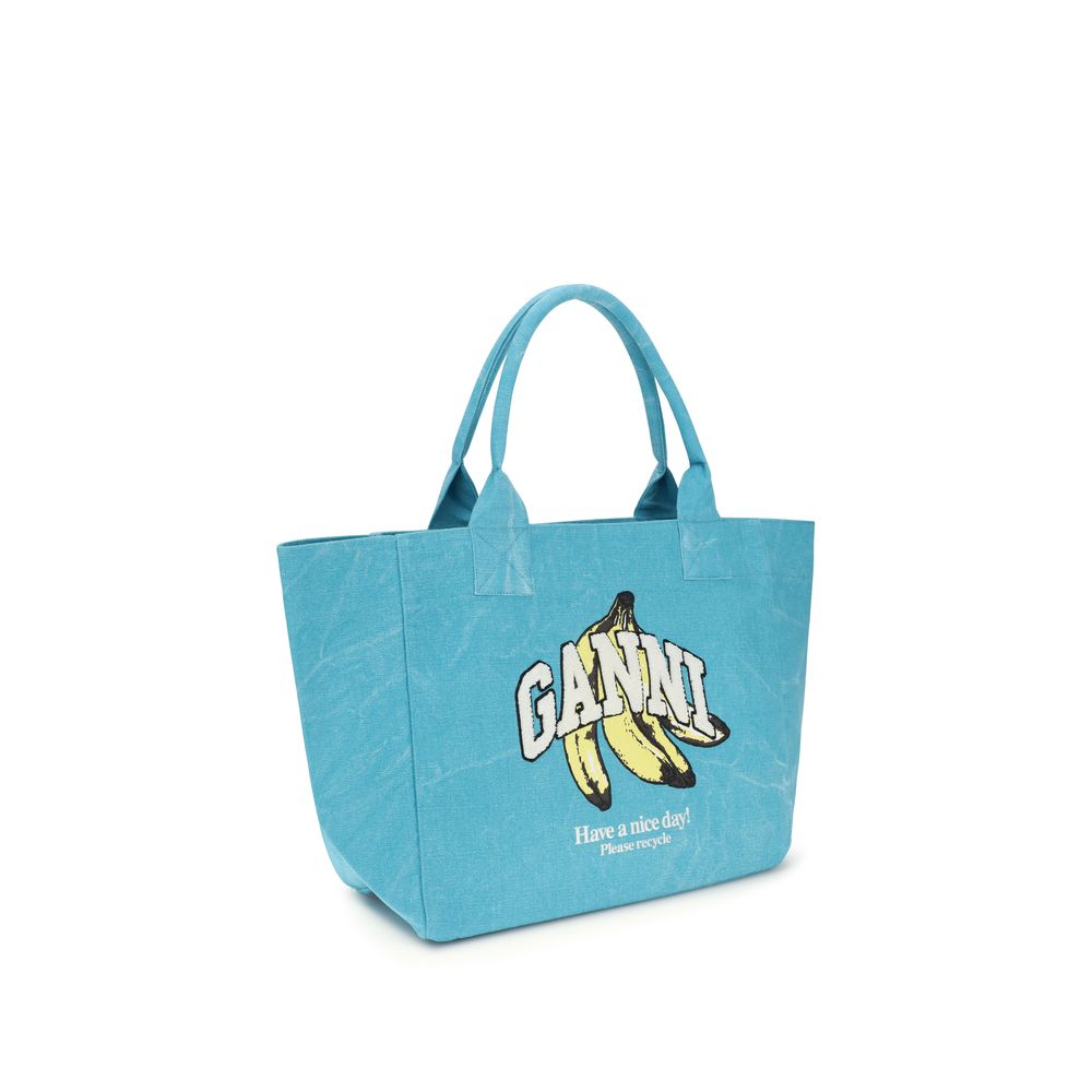 Ganni Blue Recycled Cotton Shoulder Bag | Regal Royce