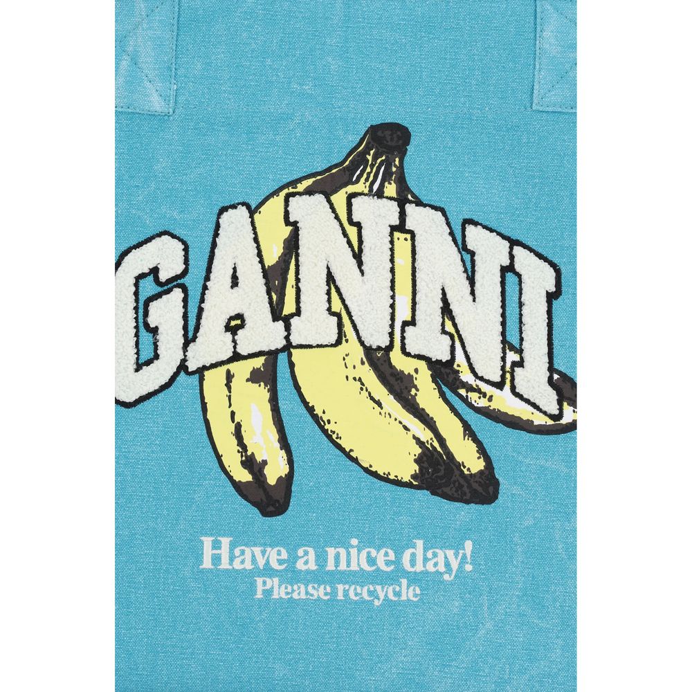 Ganni Blue Recycled Cotton Shoulder Bag | Regal Royce