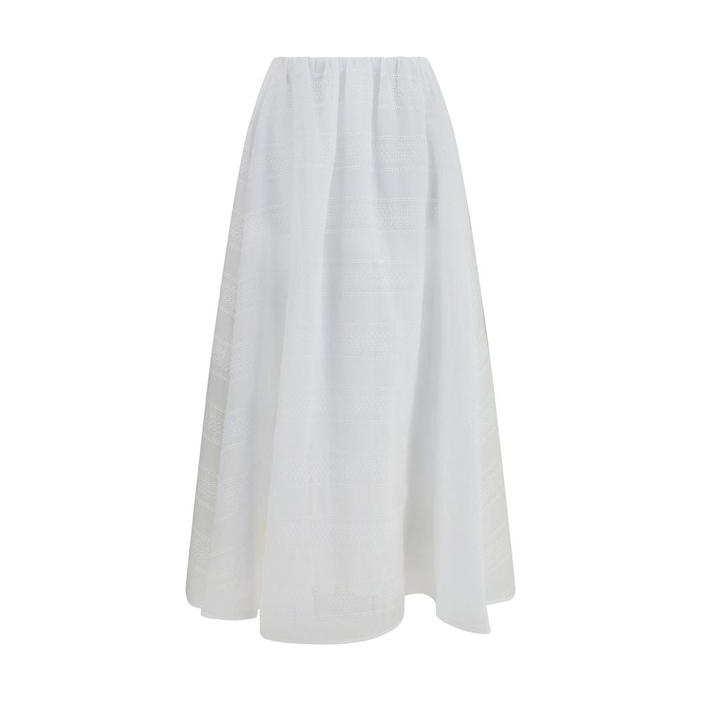 Brunello Cucinelli White Cotton Long Skirt | Regal Royce