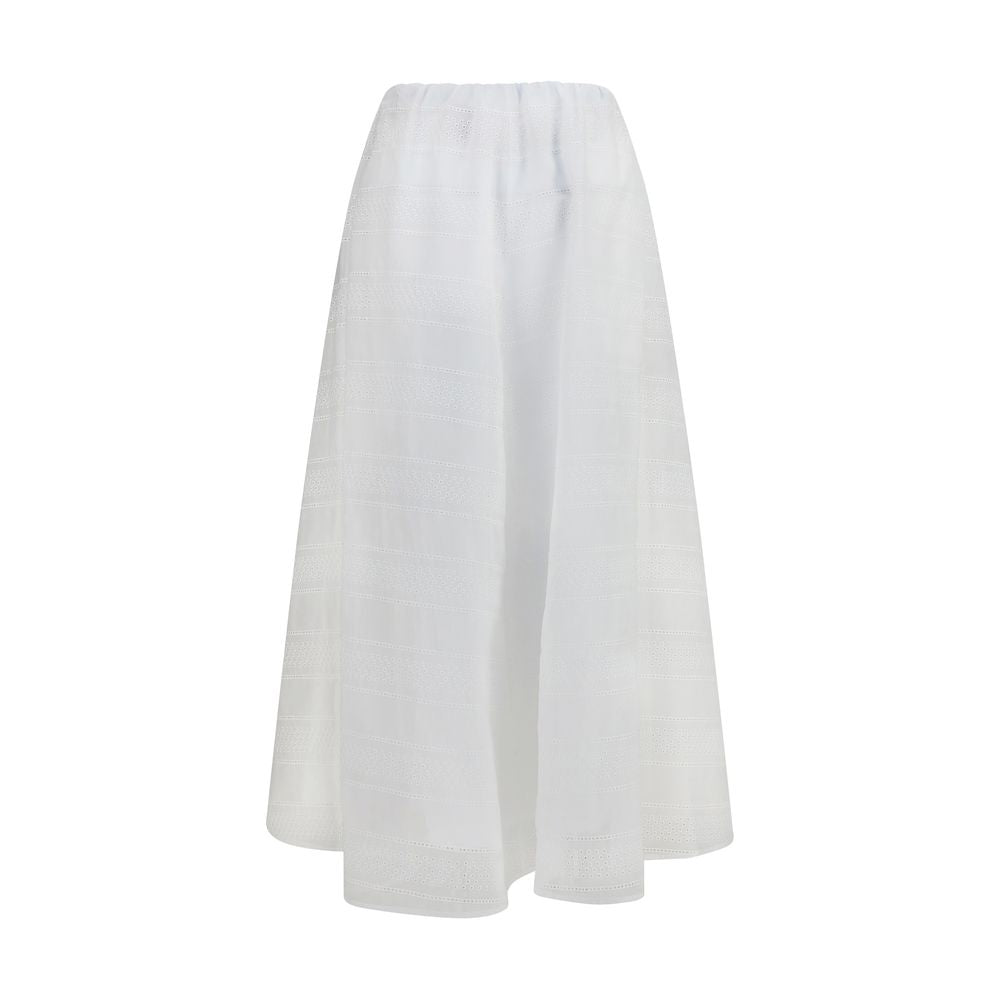 Brunello Cucinelli White Cotton Long Skirt | Regal Royce