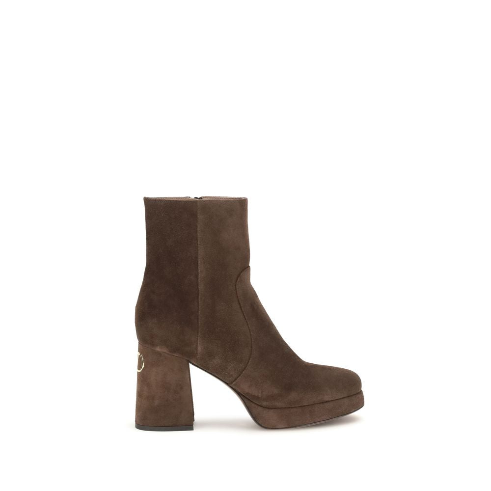 Valentino Garavani Brown Calf Leather Bos Taurus Ankle Boots | Regal Royce