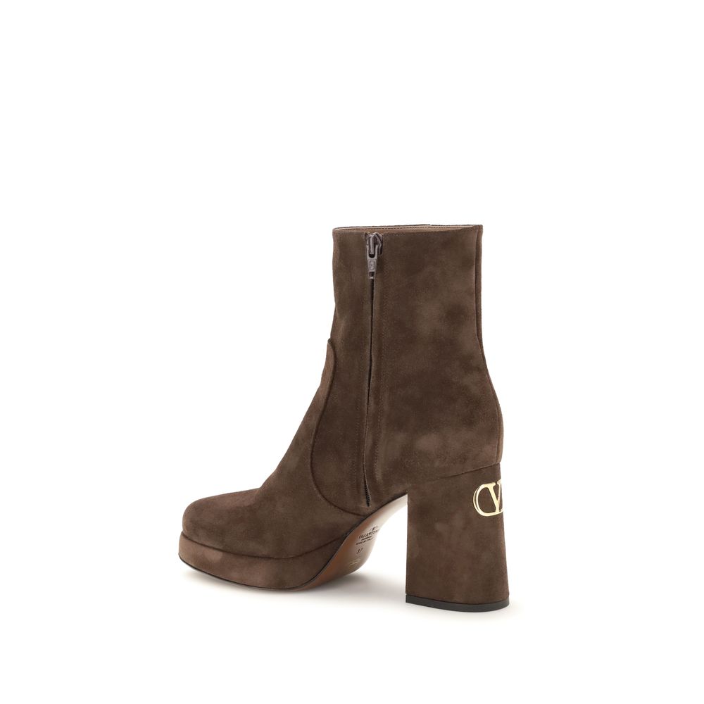 Valentino Garavani Brown Calf Leather Bos Taurus Ankle Boots | Regal Royce