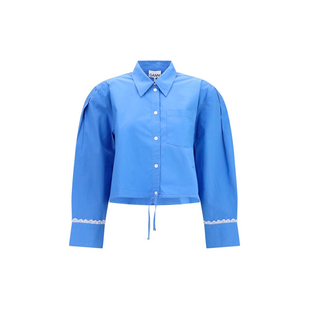 Ganni Blue Cotton Pattern Shirt | Regal Royce