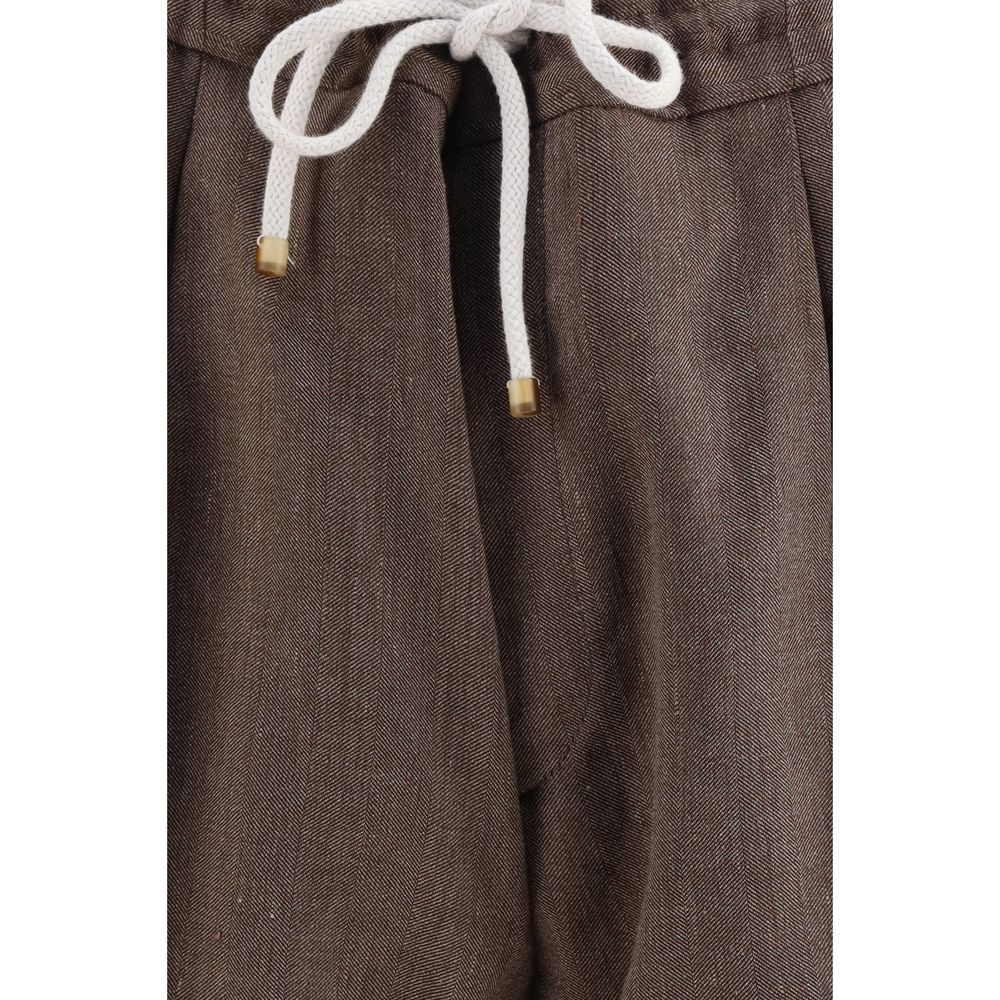 Brunello Cucinelli Brown Linen Bermuda Shorts | Regal Royce