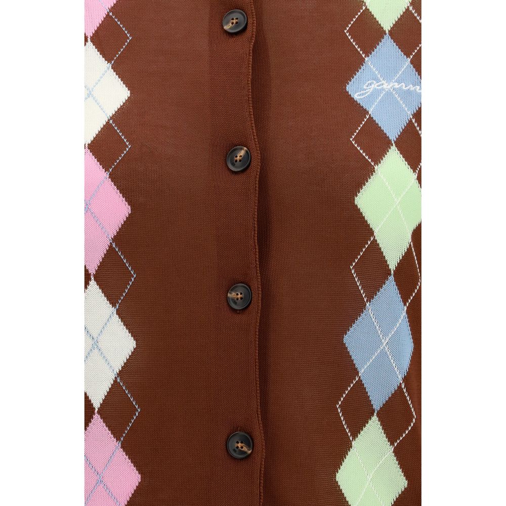 Ganni Brown Cotton Cardigan | Regal Royce