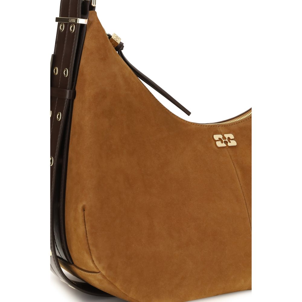 Ganni Brown Recycled Polyester Shoulder Bag | Regal Royce