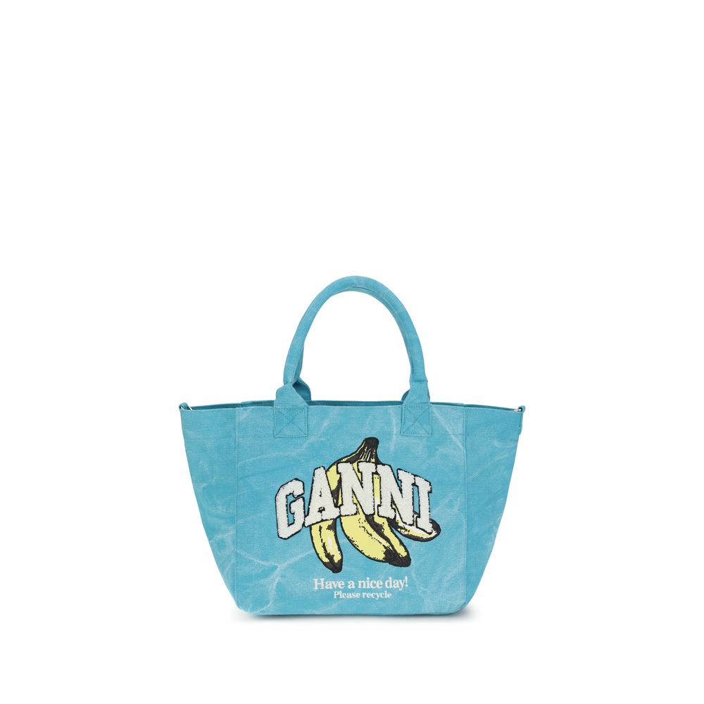 Ganni Blue Recycled Cotton Shoulder Bag | Regal Royce