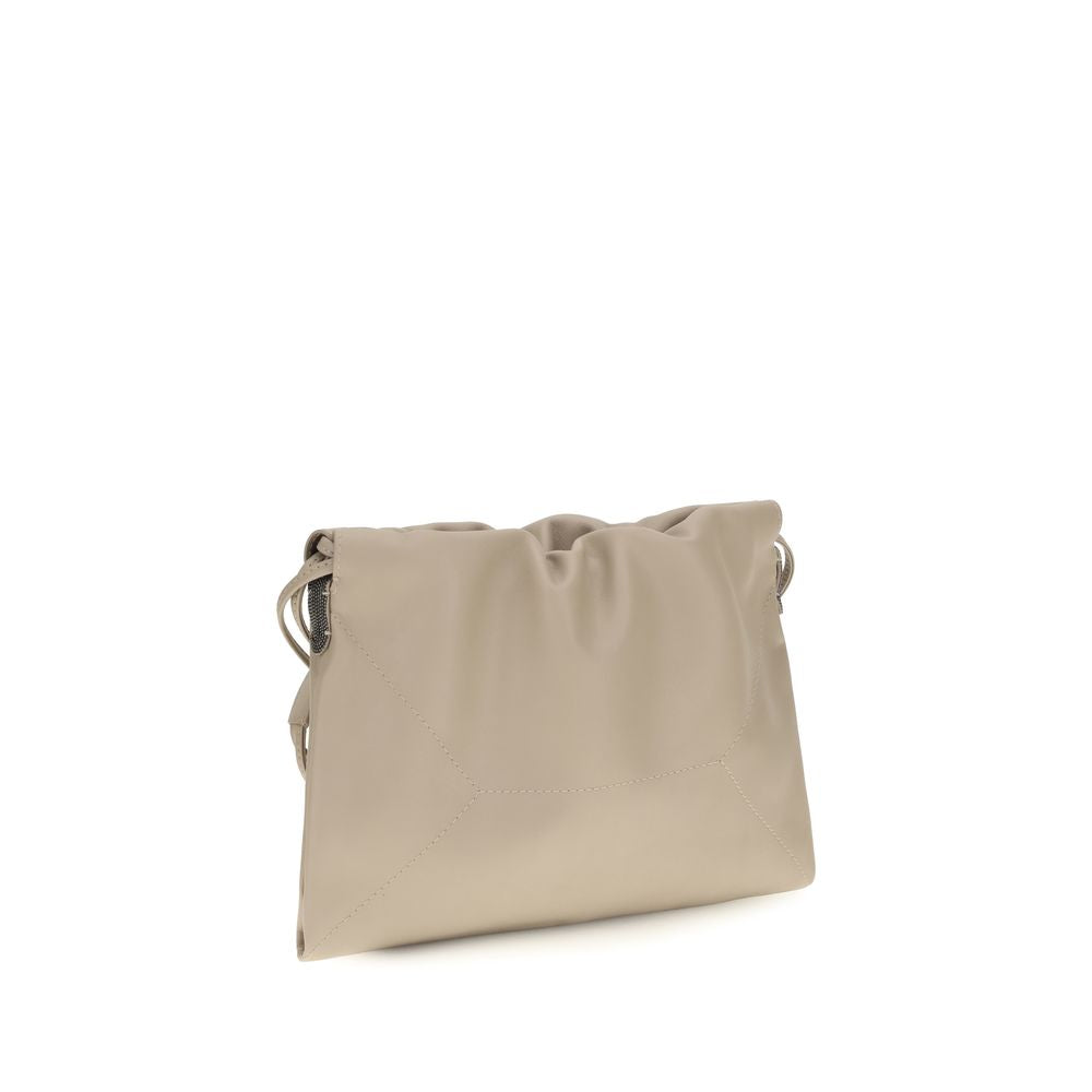 Brunello Cucinelli Beige Calf Leather Bos Taurus Shoulder Bag | Regal Royce