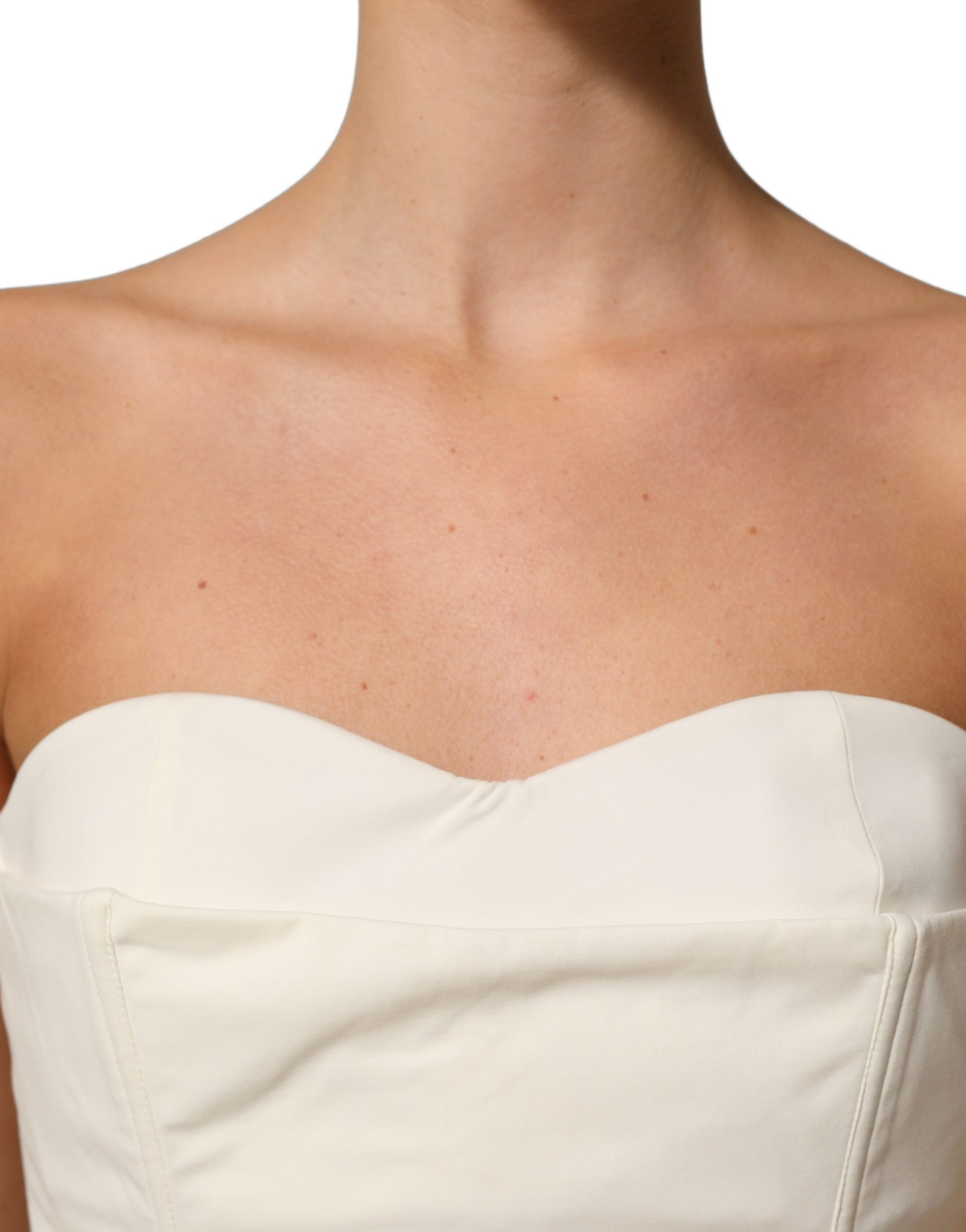 Elisabetta Franchi Off White Strapless Sweetheart Neck Top | Regal Royce