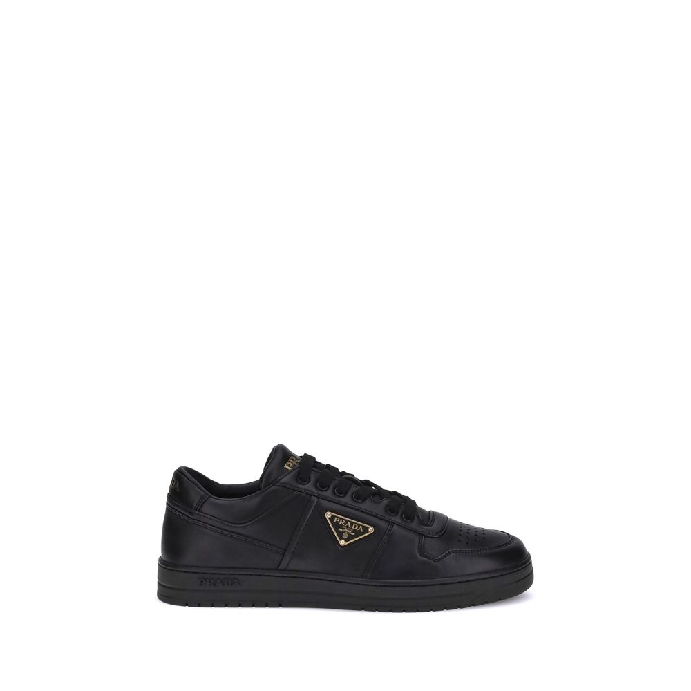 Prada Black Calf Leather Bos Taurus Low Top Sneakers | Regal Royce