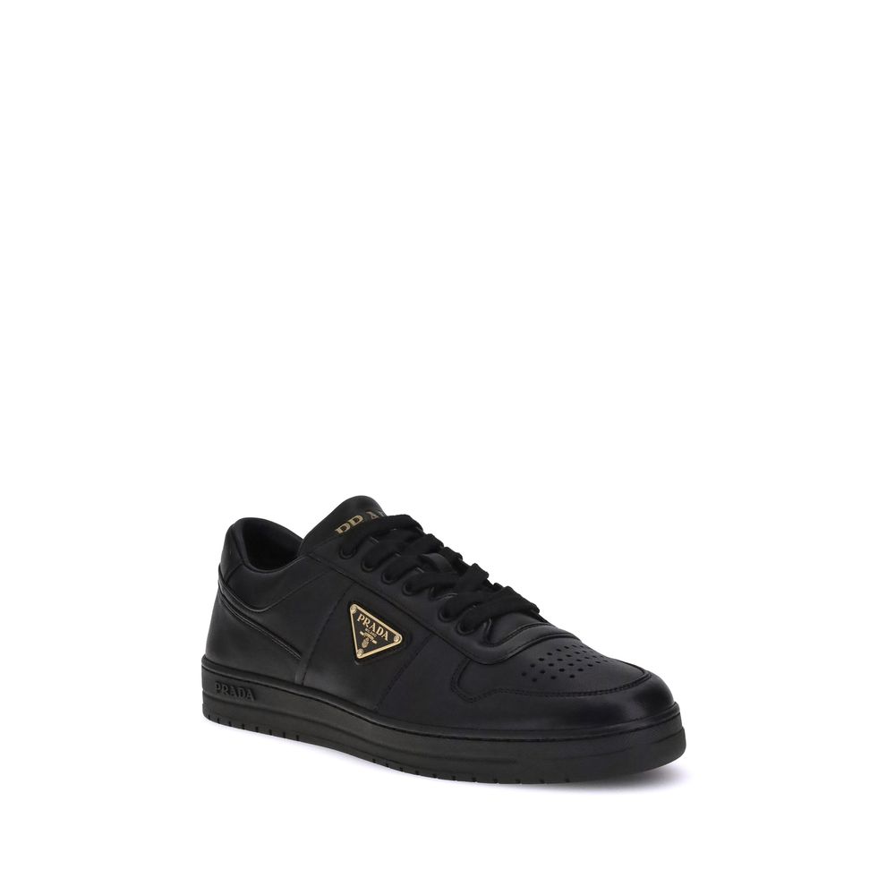 Prada Black Calf Leather Bos Taurus Low Top Sneakers | Regal Royce