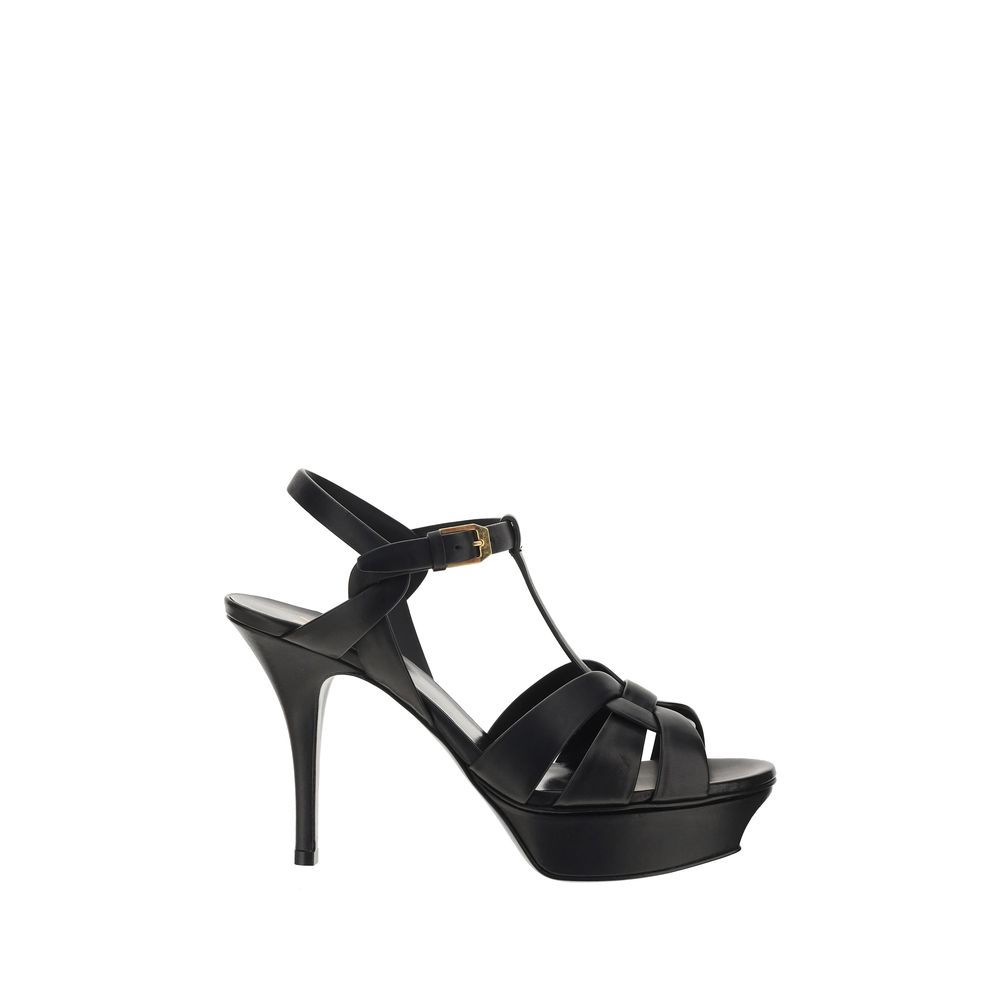 Saint Laurent Black Calf Leather Bos Taurus Platform Sandals | Regal Royce