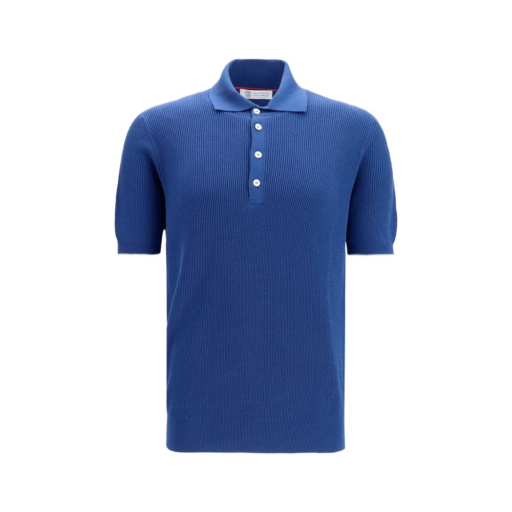 Brunello Cucinelli Blue Cotton Polo Shirt | Regal Royce