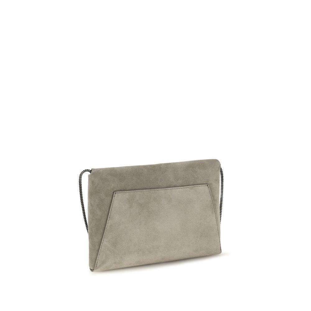 Brunello Cucinelli Gray Calf Leather Bos Taurus Shoulder Bag | Regal Royce