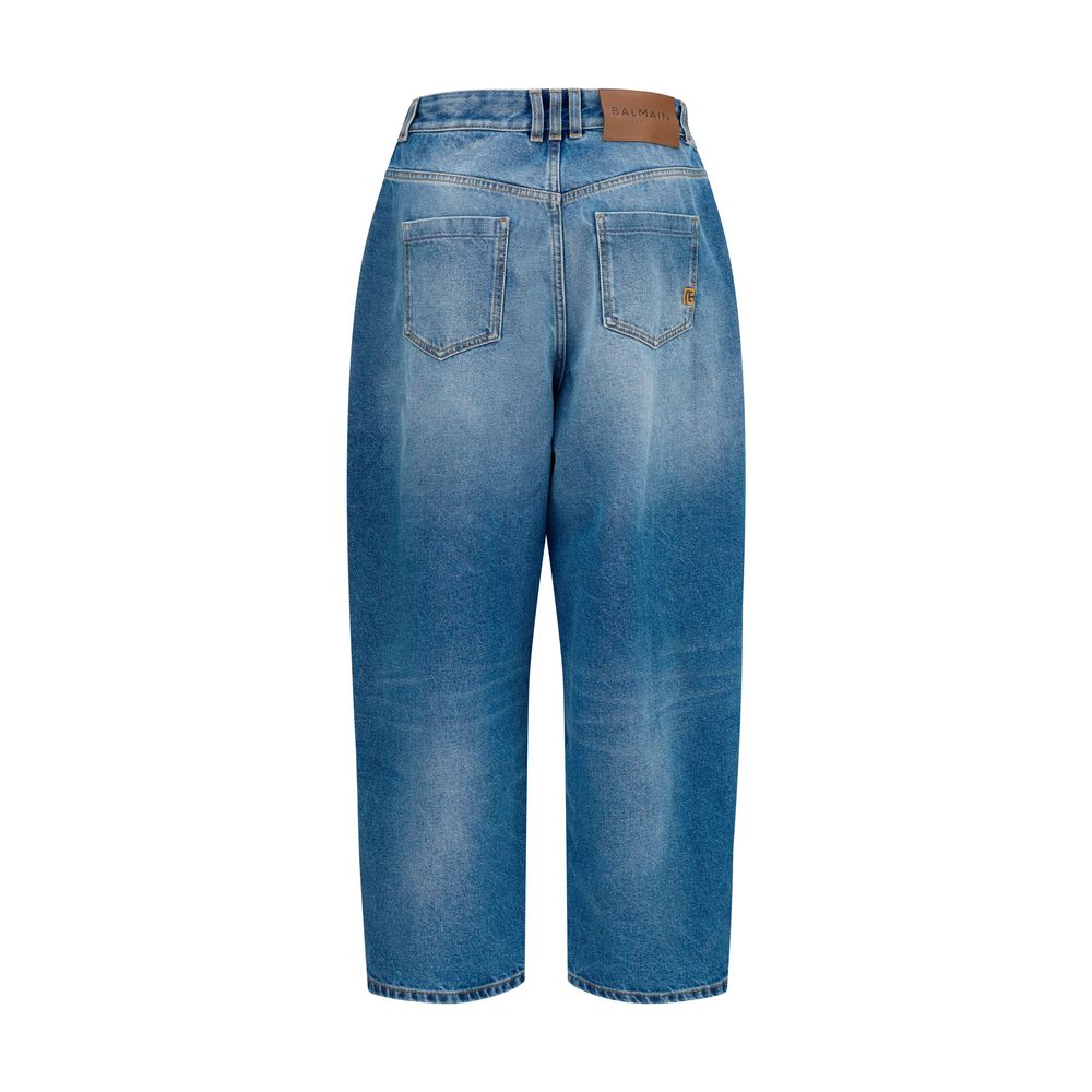 Balmain Blue Cotton Relaxed Fit Jeans | Regal Royce