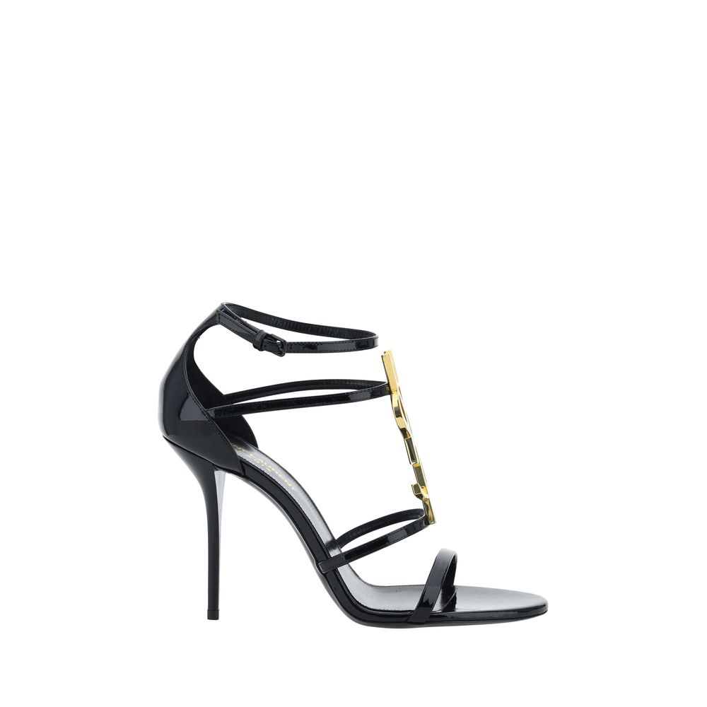 Saint Laurent Black Calf Leather Bos Taurus Stiletto Heel Sandals | Regal Royce