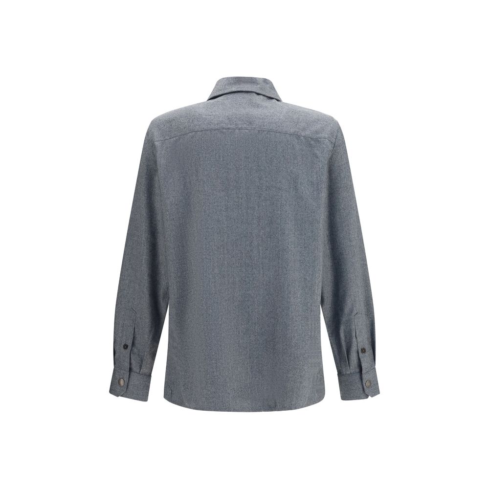 Brunello Cucinelli Gray Wool Oves Aries Shirt | Regal Royce