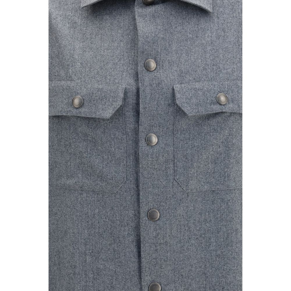 Brunello Cucinelli Gray Wool Oves Aries Shirt | Regal Royce