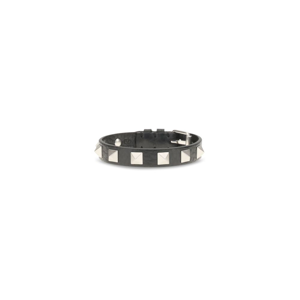 Valentino Garavani Black Calf Leather Bos Taurus Bracelet | Regal Royce
