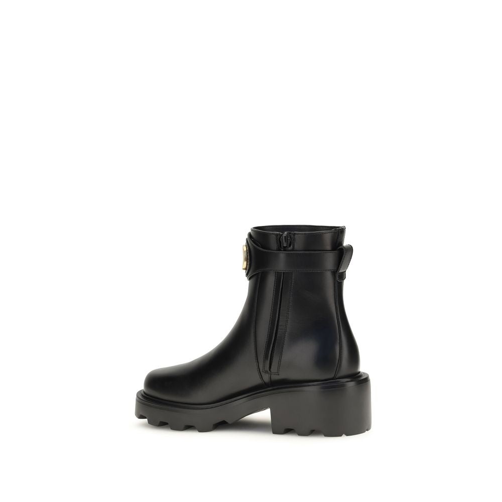 Valentino Garavani Black Calf Leather Bos Taurus Ankle Boots | Regal Royce