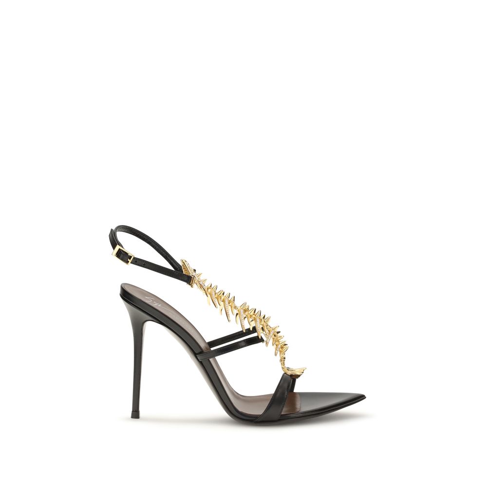 Giuseppe Zanotti Black Calf Leather Bos Taurus Stiletto Heel Sandals | Regal Royce