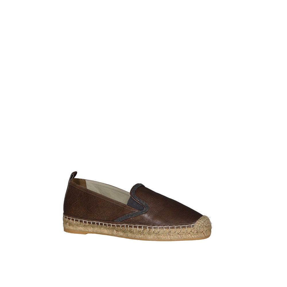 Brunello Cucinelli Brown Leather Espadrilles | Regal Royce
