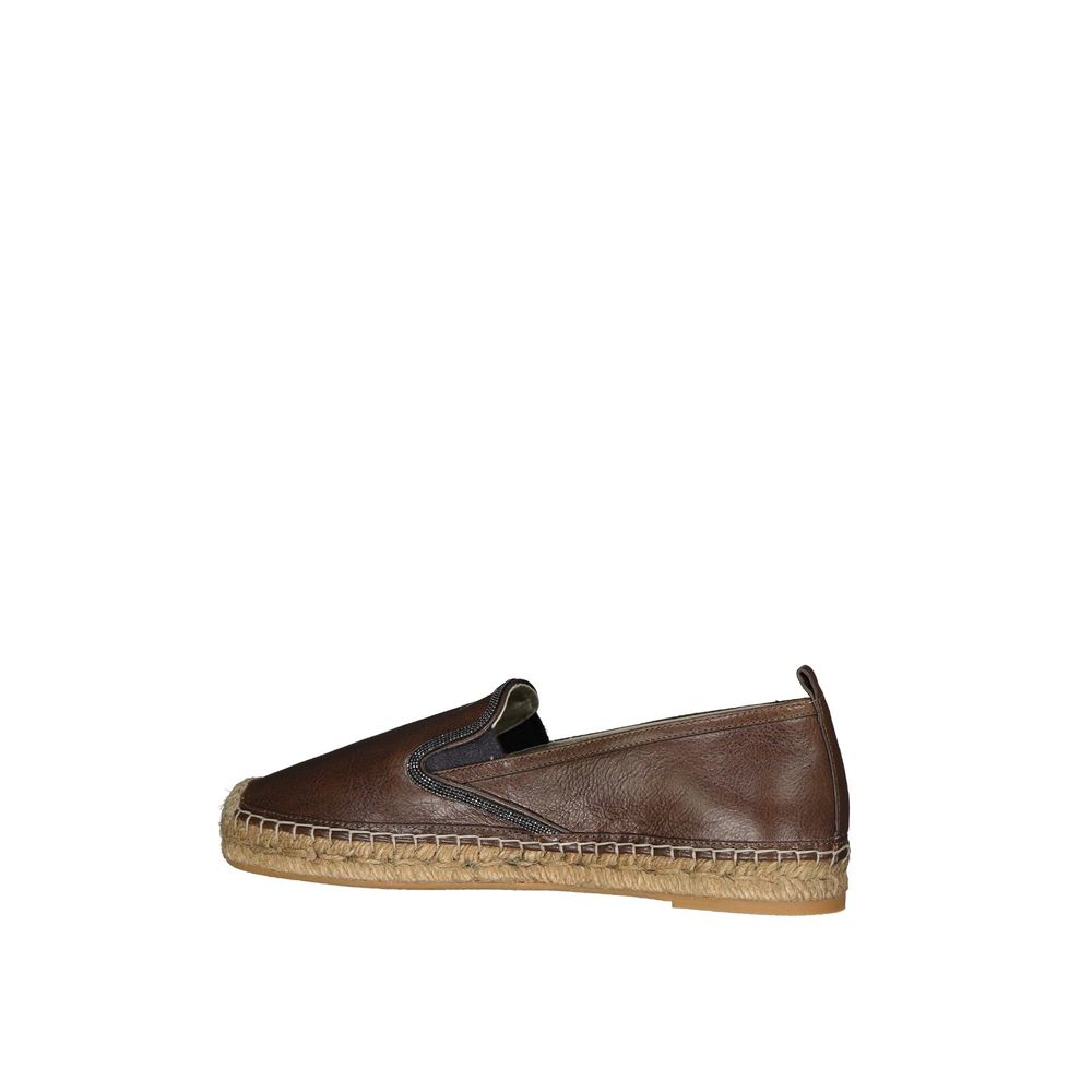 Brunello Cucinelli Brown Leather Espadrilles | Regal Royce