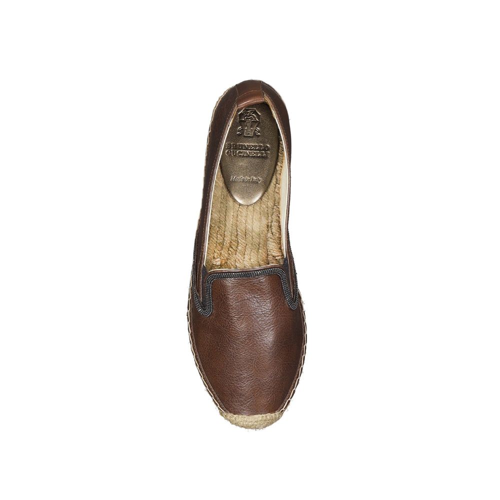 Brunello Cucinelli Brown Leather Espadrilles | Regal Royce