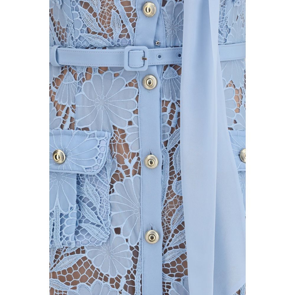 Self-Portrait Blue Polyester Casual Dress | Regal Royce