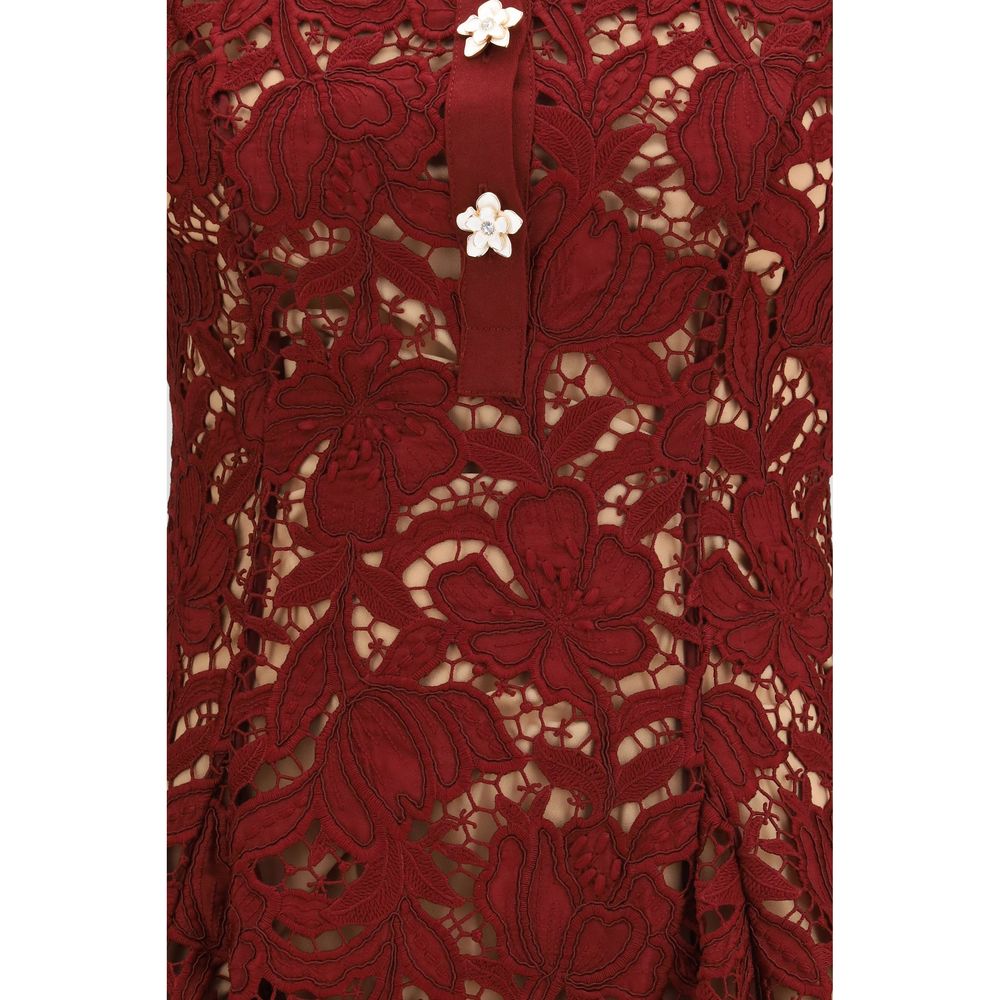 Self-Portrait Bordeaux Polyester Cocktail Dress | Regal Royce