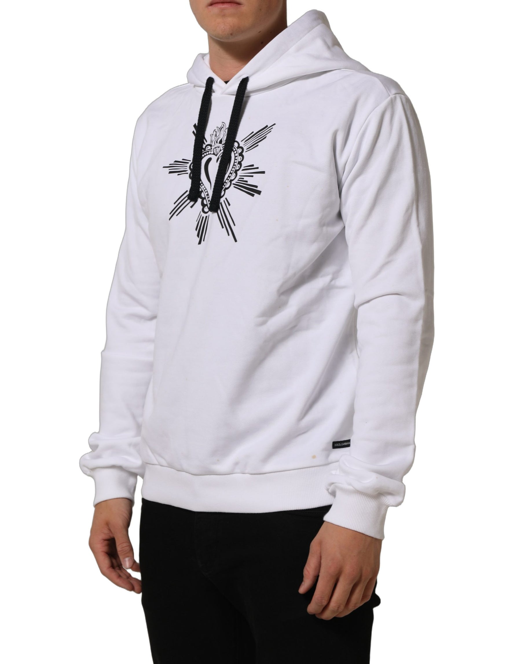 Dolce & Gabbana White Sacred Heart Hooded Sweatshirt Sweater | Regal Royce