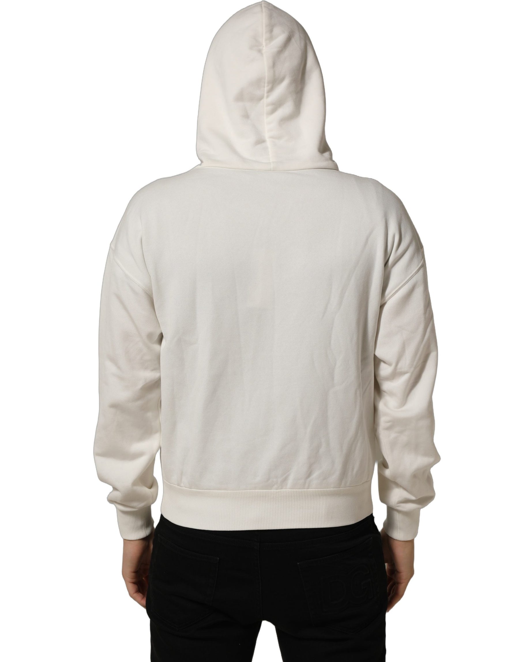 Dolce & Gabbana White Logo Hooded PulloverSweatshirt Sweater | Regal Royce