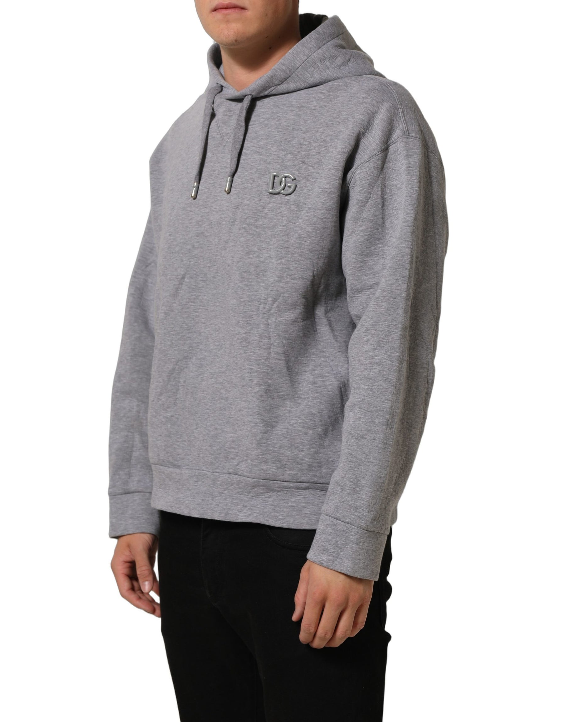 Dolce & Gabbana Gray Cotton Logo Hooded Sweatshirt Sweater | Regal Royce