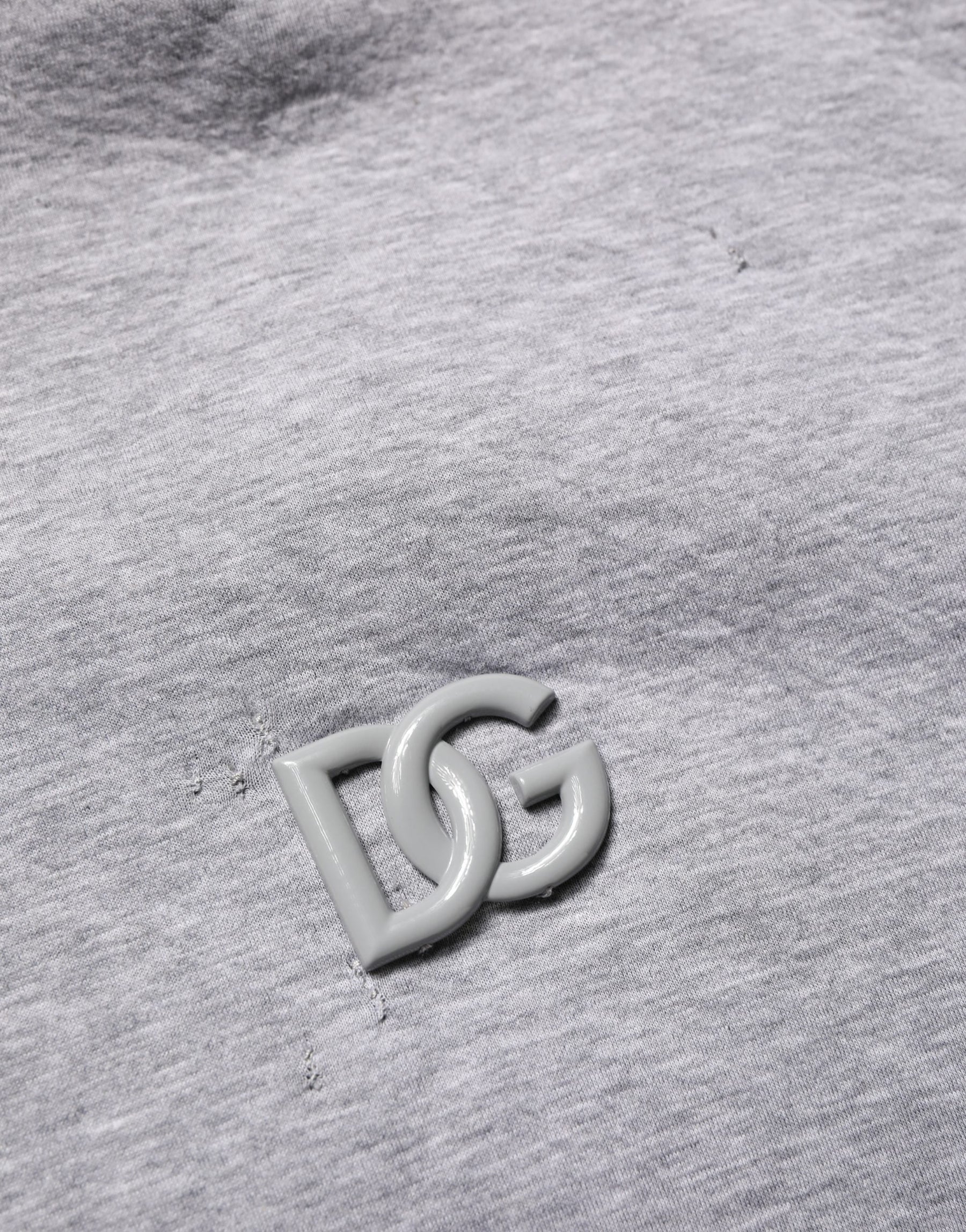Dolce & Gabbana Gray Cotton Logo Hooded Sweatshirt Sweater | Regal Royce